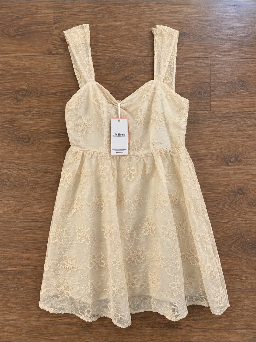 NWT JJ’s House Cream Ivory Floral Lace Mini Dress M